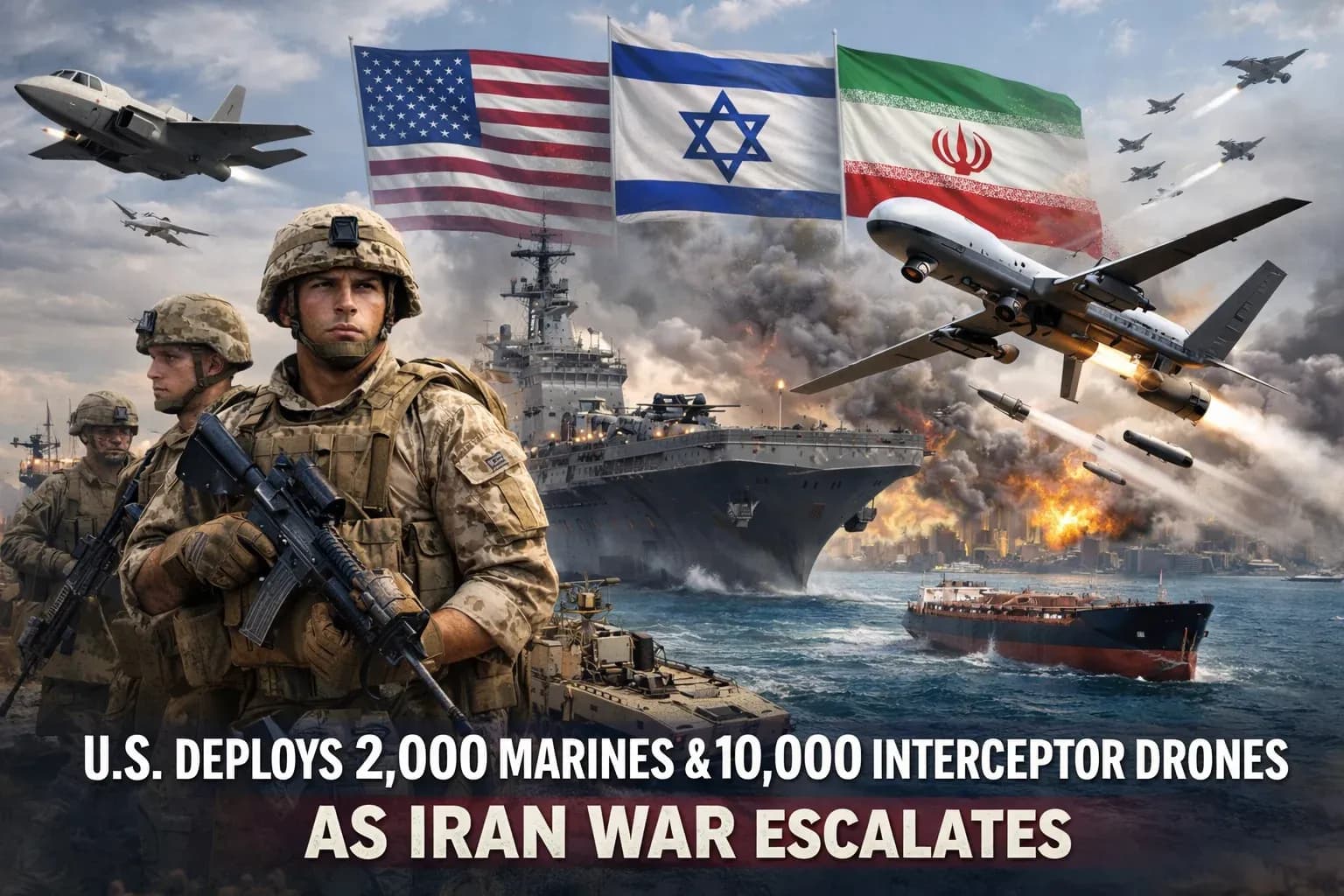 US Deploys 2,000 Marines and 10,000 Interceptor Drones to Middle East as Iran Conflict Escalates